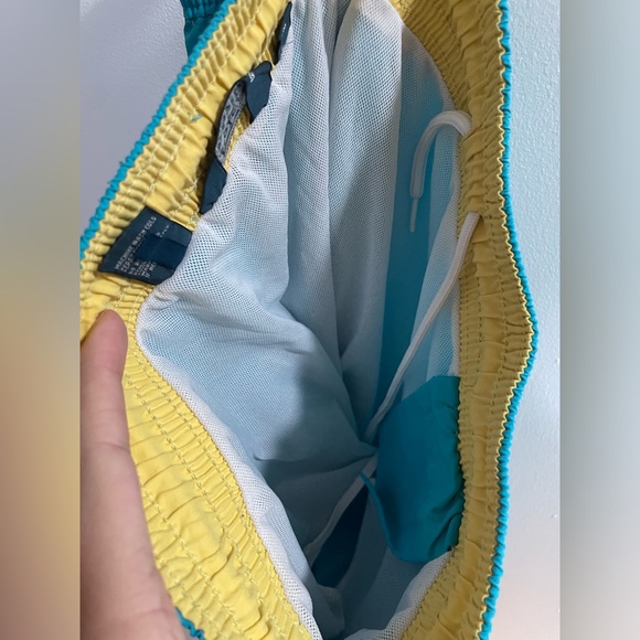 Vintage Polo Ralph Lauren Size L Blue Swim Trunks Yellow Polo Pony Logo - Picture 7 of 11